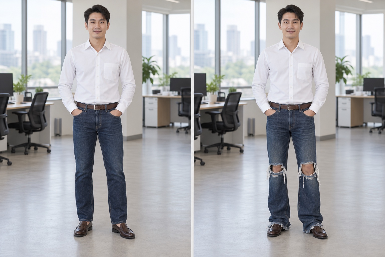 Neat jeans, a clean hem